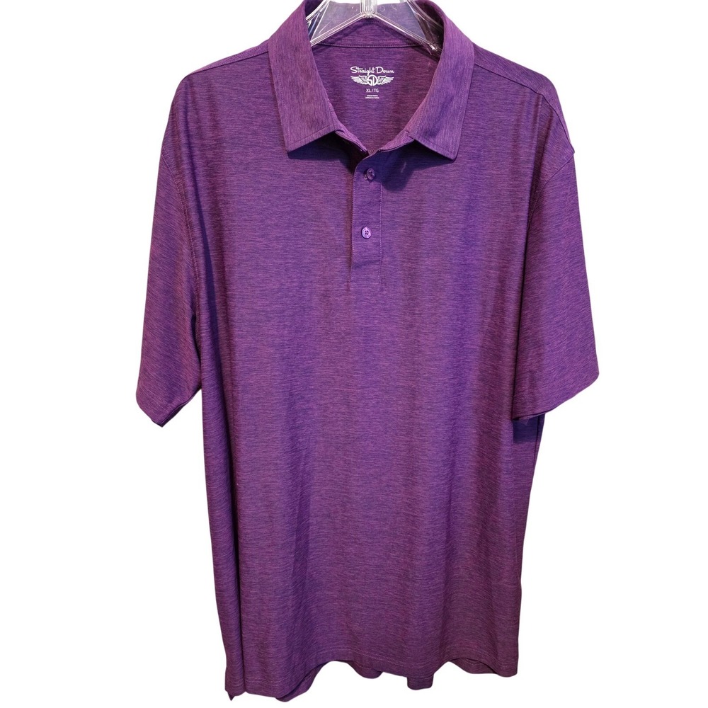 Straight Down Golf Polo Mens XL Purple Short Sleeve Oak Tree Club Logo PGA